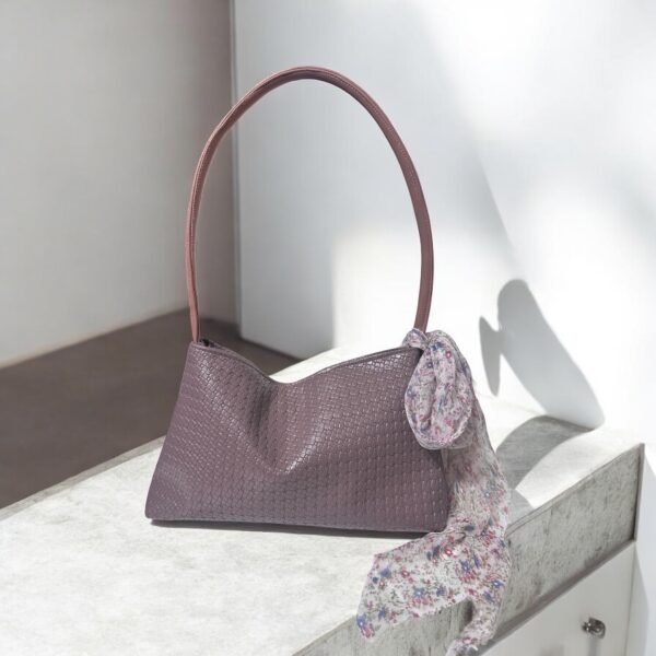 C Bow PurpleBrown Strap Bag